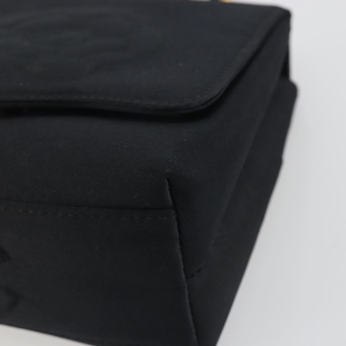 Chanel Vintage Camellia Flap Satin Black Satin Handbag (Pre-Owned)