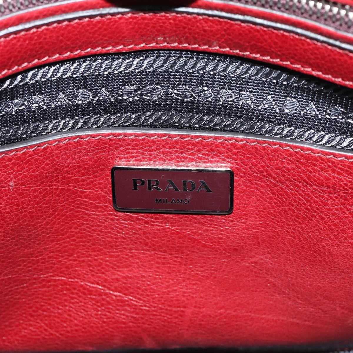 Prada Double Zip Lux Saffiano Leather Red Leather Tote Bag Bag (Pre-Owned)