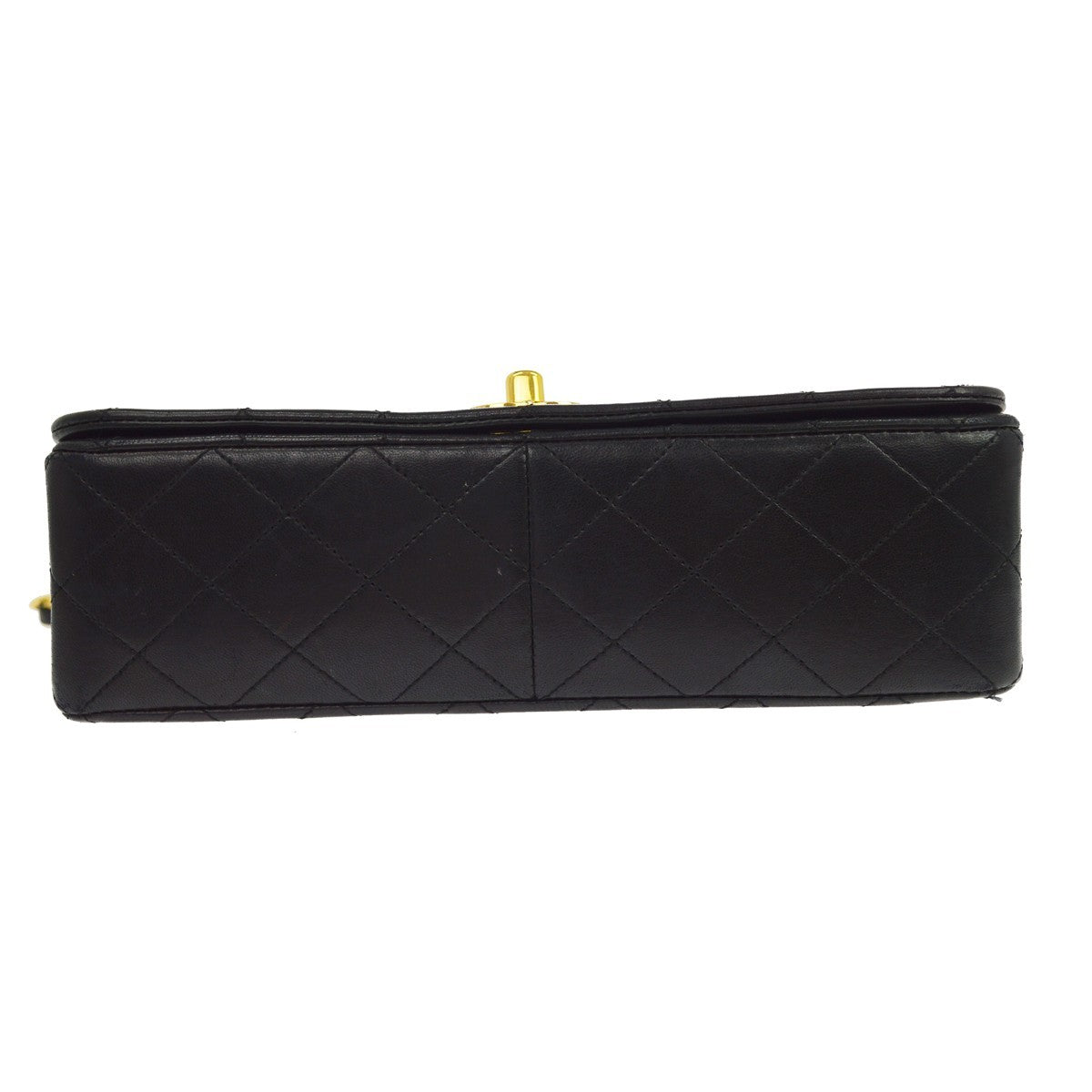 Chanel Vintage Full Flap Quilted Lambskin Black Leather Shoulder Bag Bag (Pre-Owned)