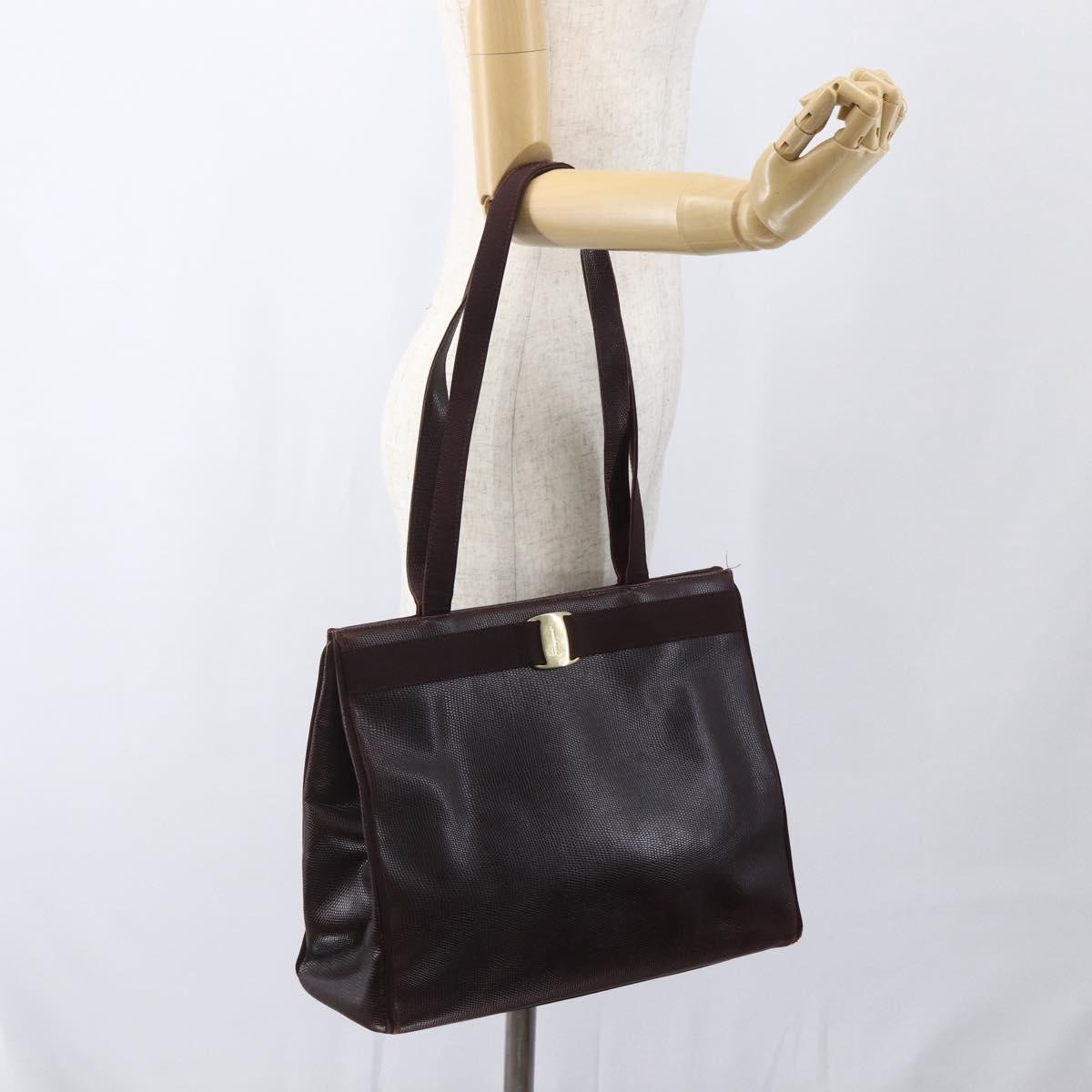 Salvatore Ferragamo Vala Tote Leather Brown Leather Tote Bag Bag (Pre-Owned)