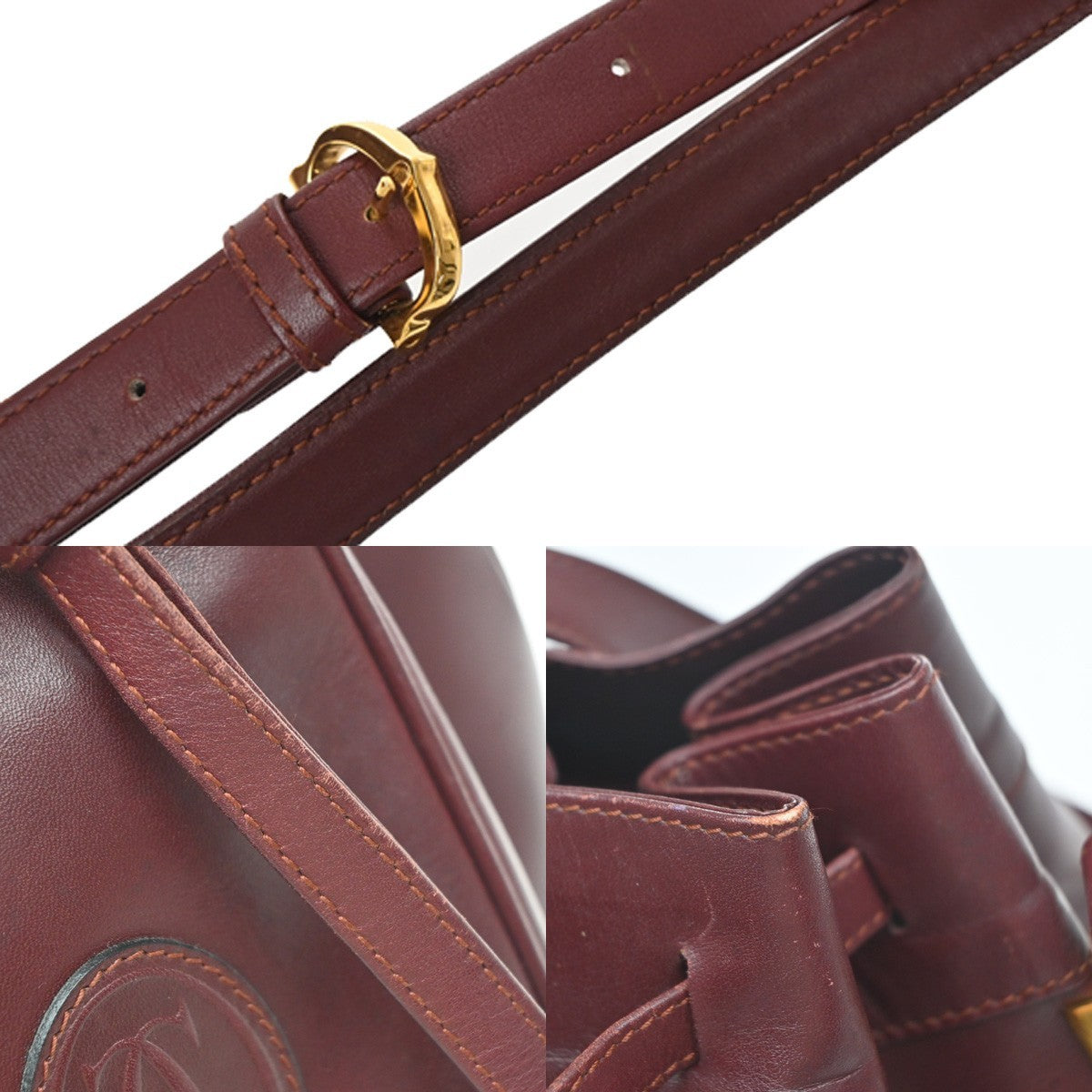 Cartier Must De Cartier Leather Burgundy Leather Shoulder Bag Bag (Pre-Owned)