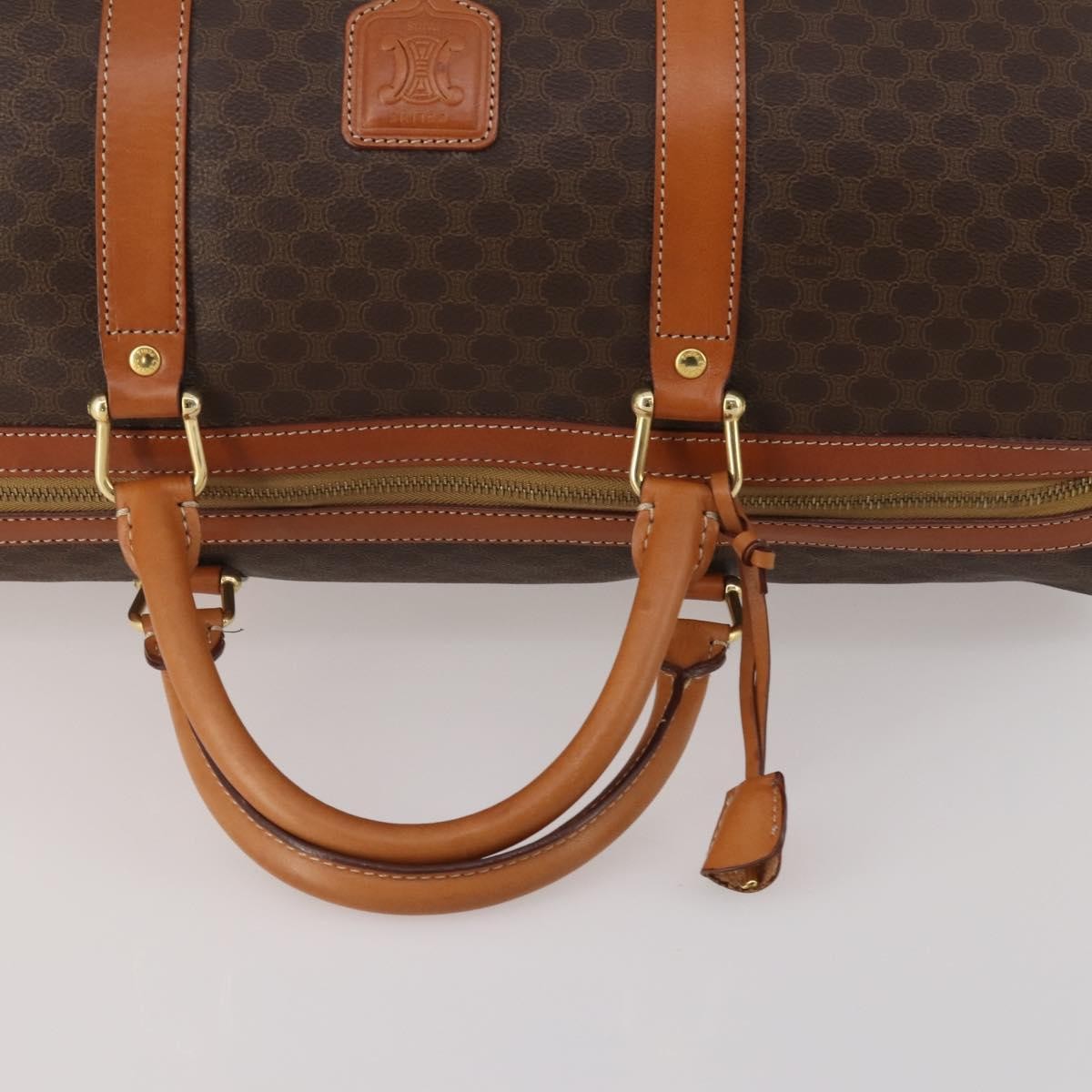 Celine Boston Triomphe Coated Canvas Brown Pvc Handbag (Pre-Owned)