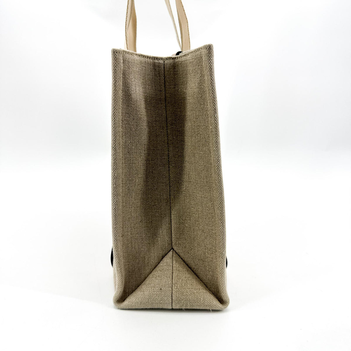 Chloe Woody Canvas With Leather Beige Canvas Tote Bag Bag (Pre-Owned)
