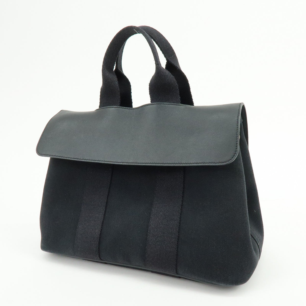 Hermes Valparaiso Toile And Leather Black Canvas Handbag (Pre-Owned)