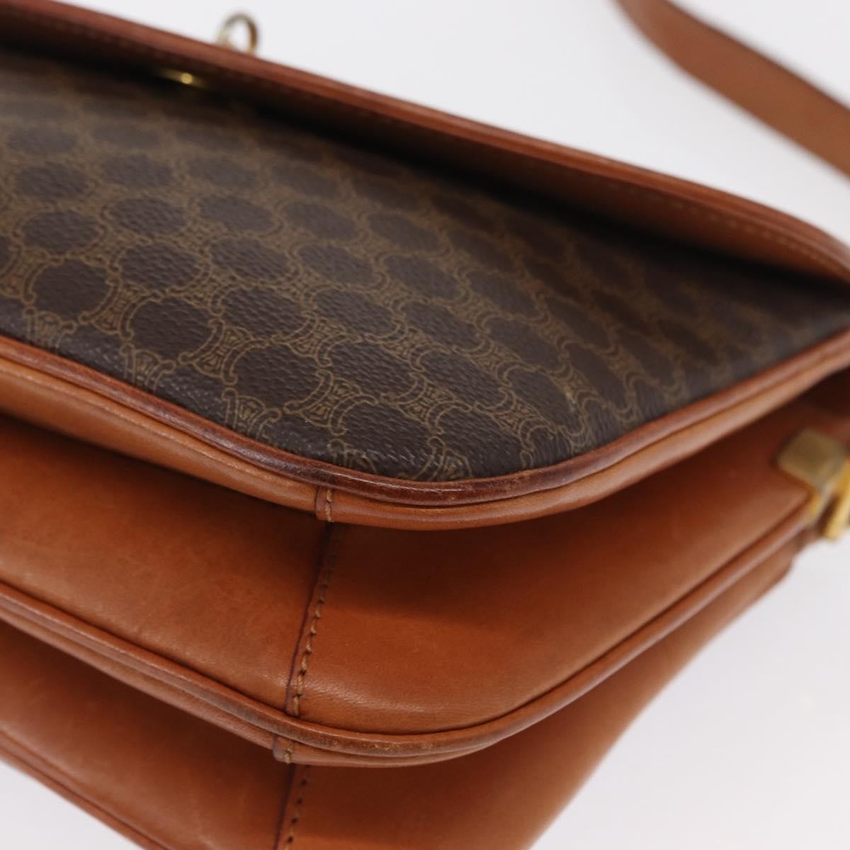 Celine Vintage Macadam Canvas And Leather Brown Canvas Shoulder Bag Bag (Pre-Owned)