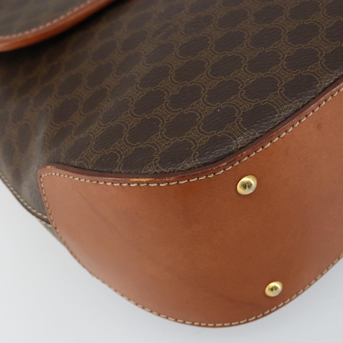 Celine Vintage Macadam Canvas Brown Canvas Handbag (Pre-Owned)