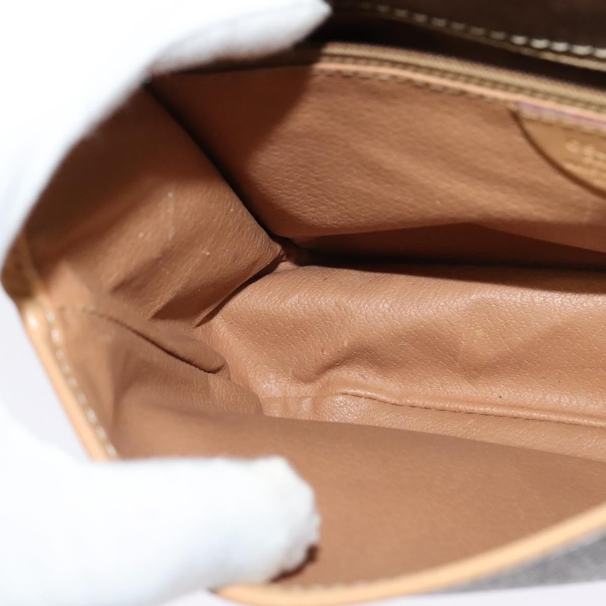 Celine Macadam Shoulder Pvc Leather Brown Canvas Bag (Pre-Owned)