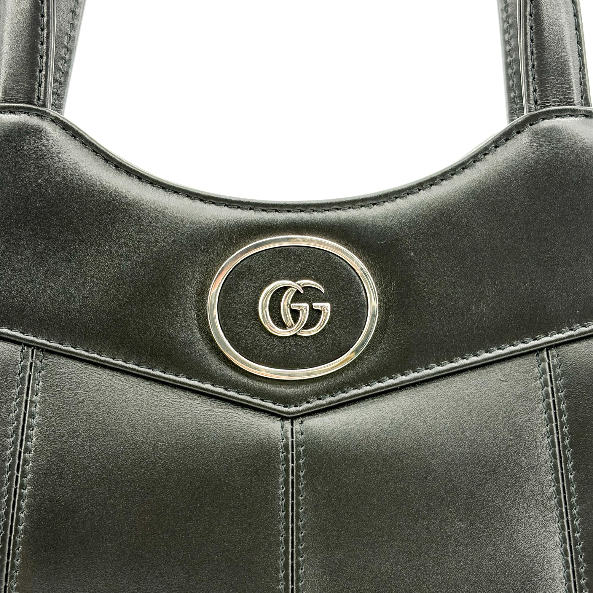 Gucci Petite Gg Quilted Leather Black Leather Tote Bag Bag (Pre-Owned)
