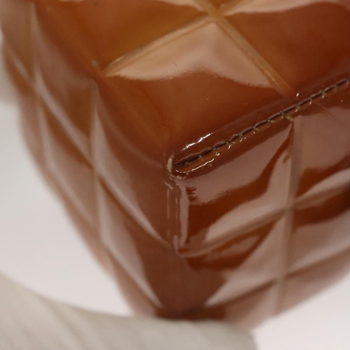 Chanel Rubiks Cube Wristlet Quilted Patent Brown Patent_Leather Bag (Pre-Owned)