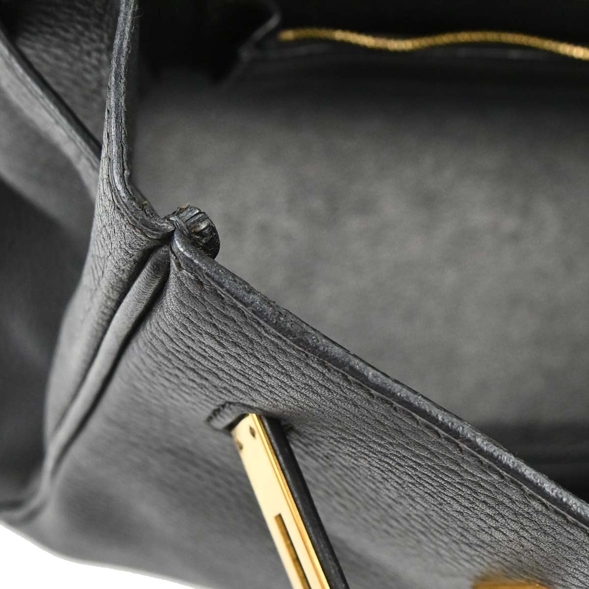 Hermes Birkin Black Clemence With Gold Hardware Black Leather Handbag (Pre-Owned)