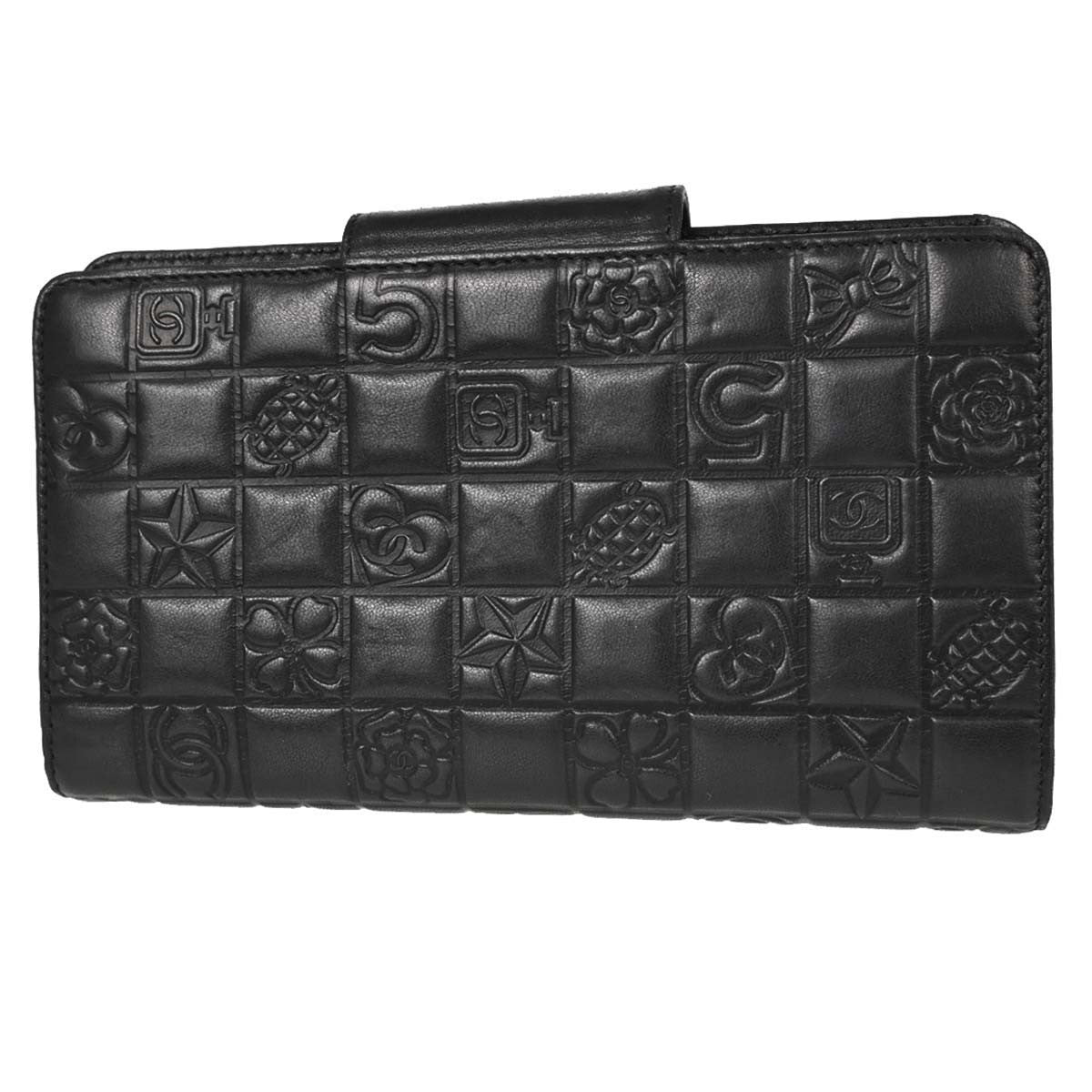 Chanel Lucky Symbols French Embossed Quilted Leather Black Leather Wallets Accessory (Pre-Owned)