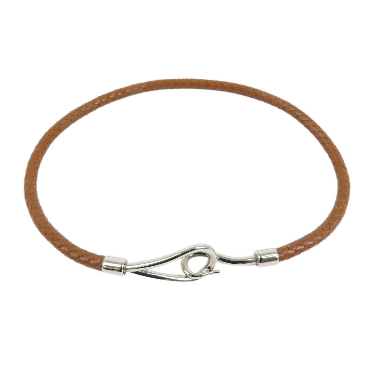 Hermes Jumbo Hook Double Tour Leather And Metal Brown Leather Bracelet Jewelry (Pre-Owned)