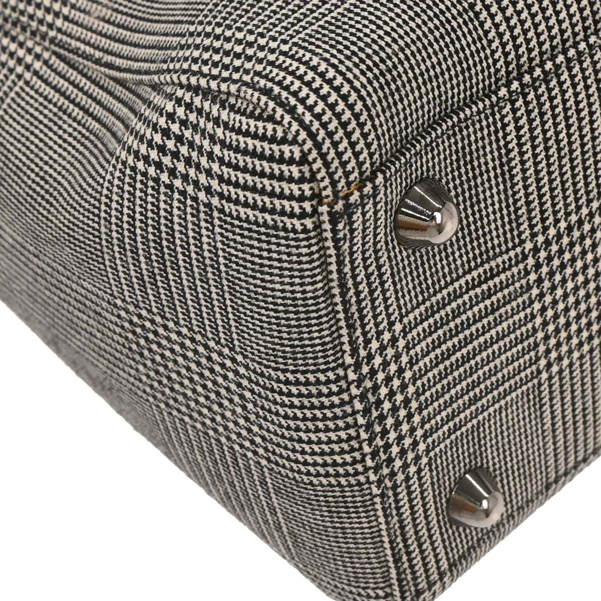 Christian Dior Vintage Lady Dior Houndstooth Canvas Black Canvas Handbag (Pre-Owned)