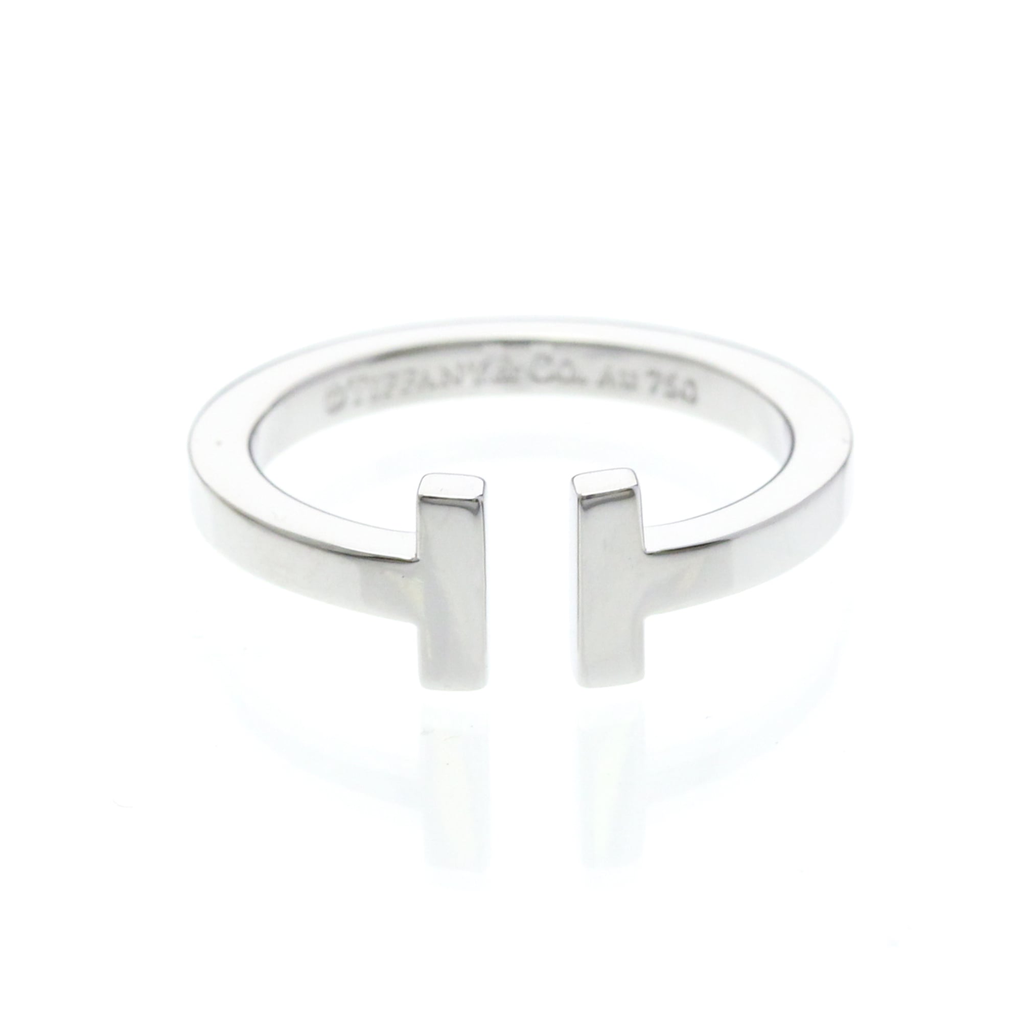 Tiffany & Co. T Square 18K White Gold Silver White_Gold Ring Jewelry (Pre-Owned)