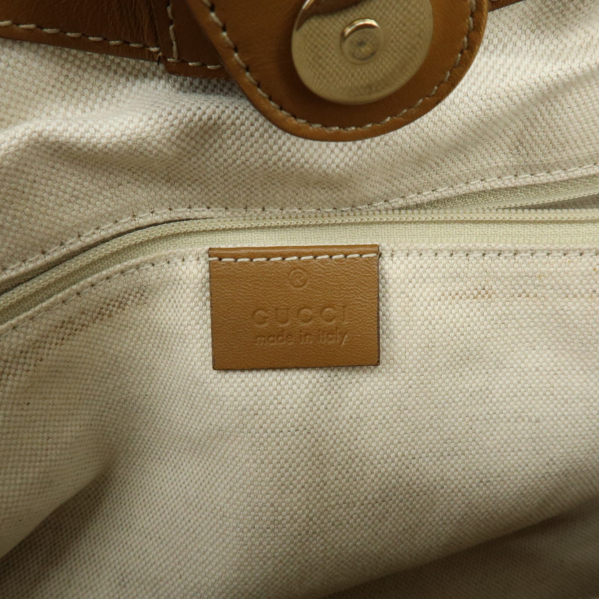 Gucci Sukey Microguccissima Leather Beige Canvas Tote Bag Bag (Pre-Owned)