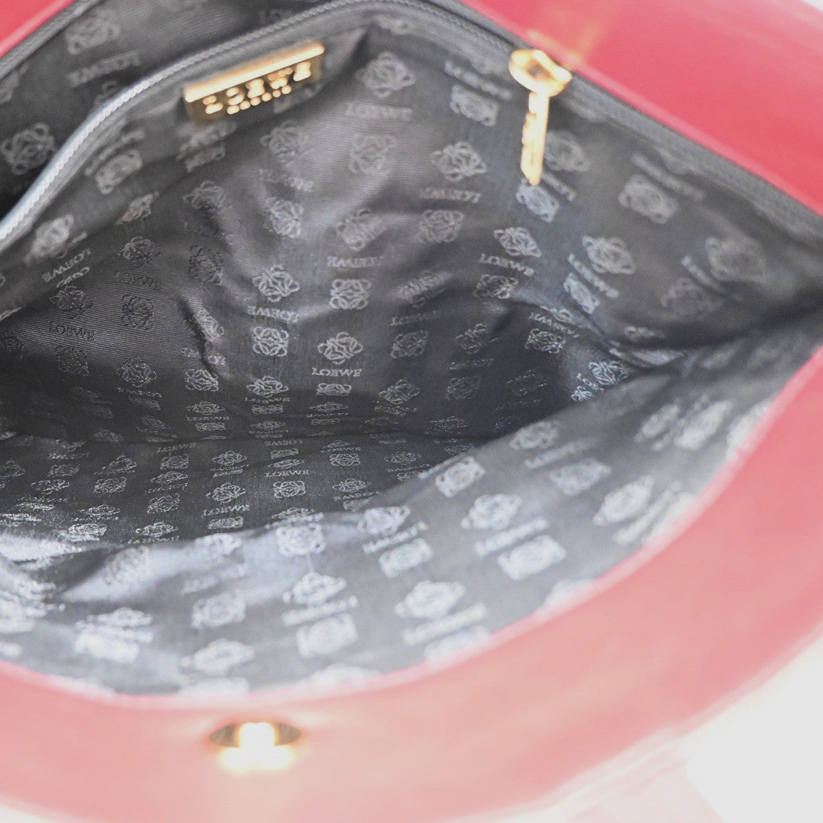 Loewe Anagram Tote Suede Red Suede Tote Bag Bag (Pre-Owned)