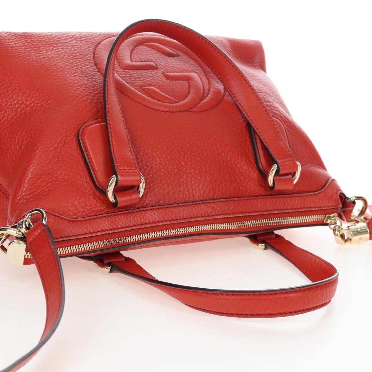 Gucci Soho Convertible Soft Top Handle Leather Orange Leather Handbag (Pre-Owned)
