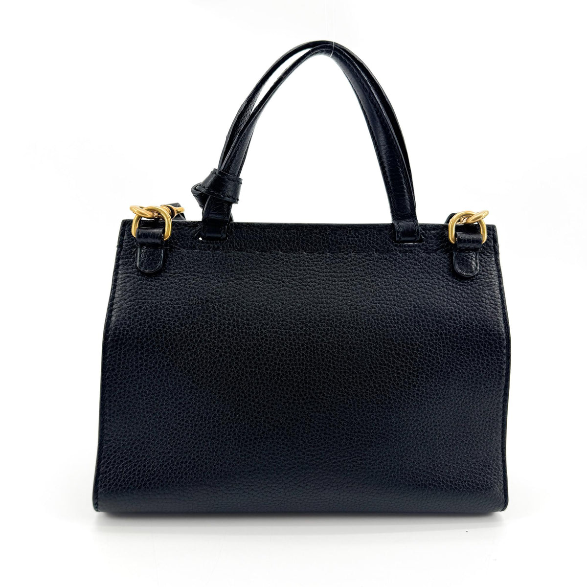 Gucci Gg Marmont Top Handle Leather Black Leather Handbag (Pre-Owned)