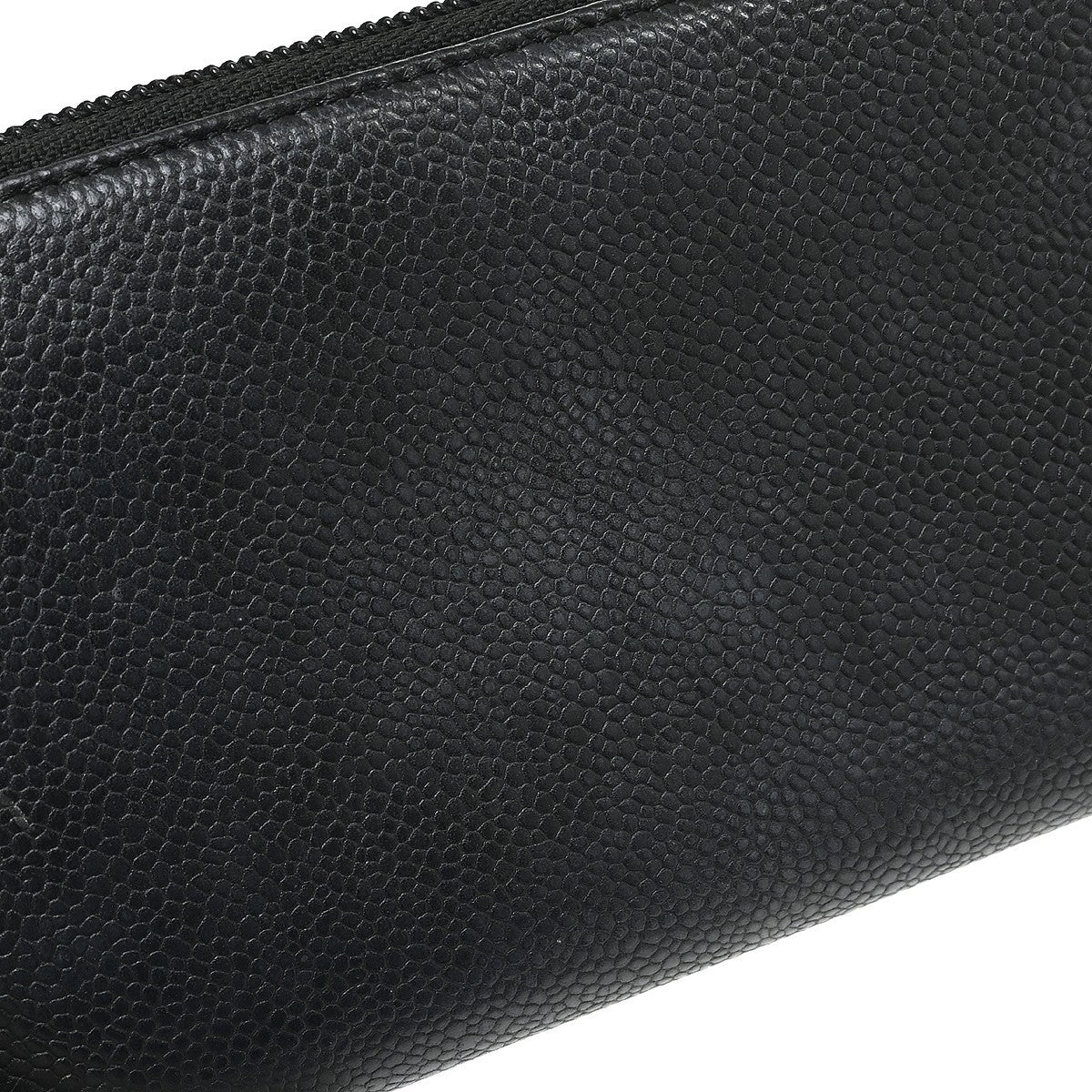 Chanel Portefeuille Long Cc Logo Caviar Skin Black Leather Wallets Accessory (Pre-Owned)