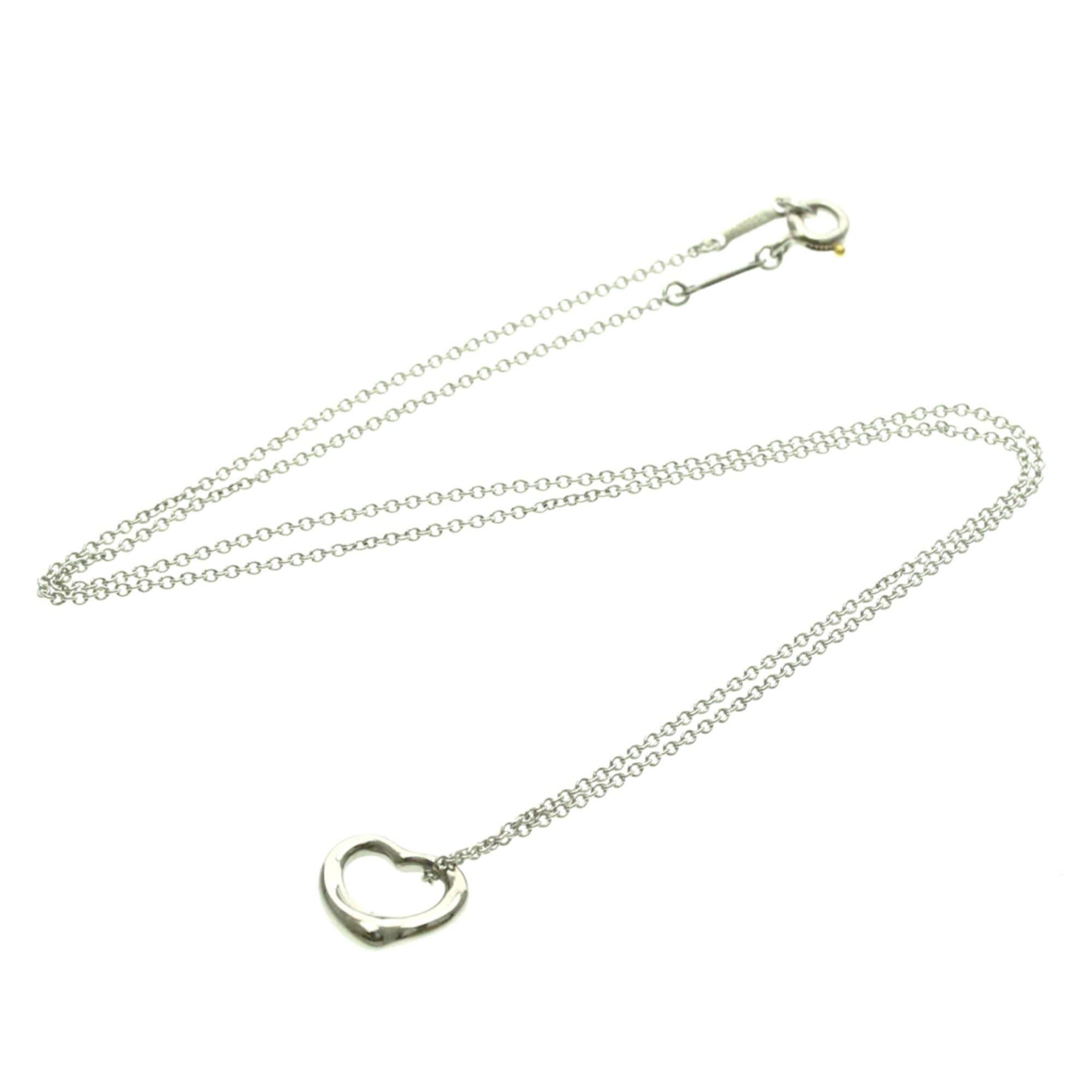 Tiffany & Co. Elsa Peretti Open Heart Pendant Platinum Silver Platinum Necklace Jewelry (Pre-Owned)