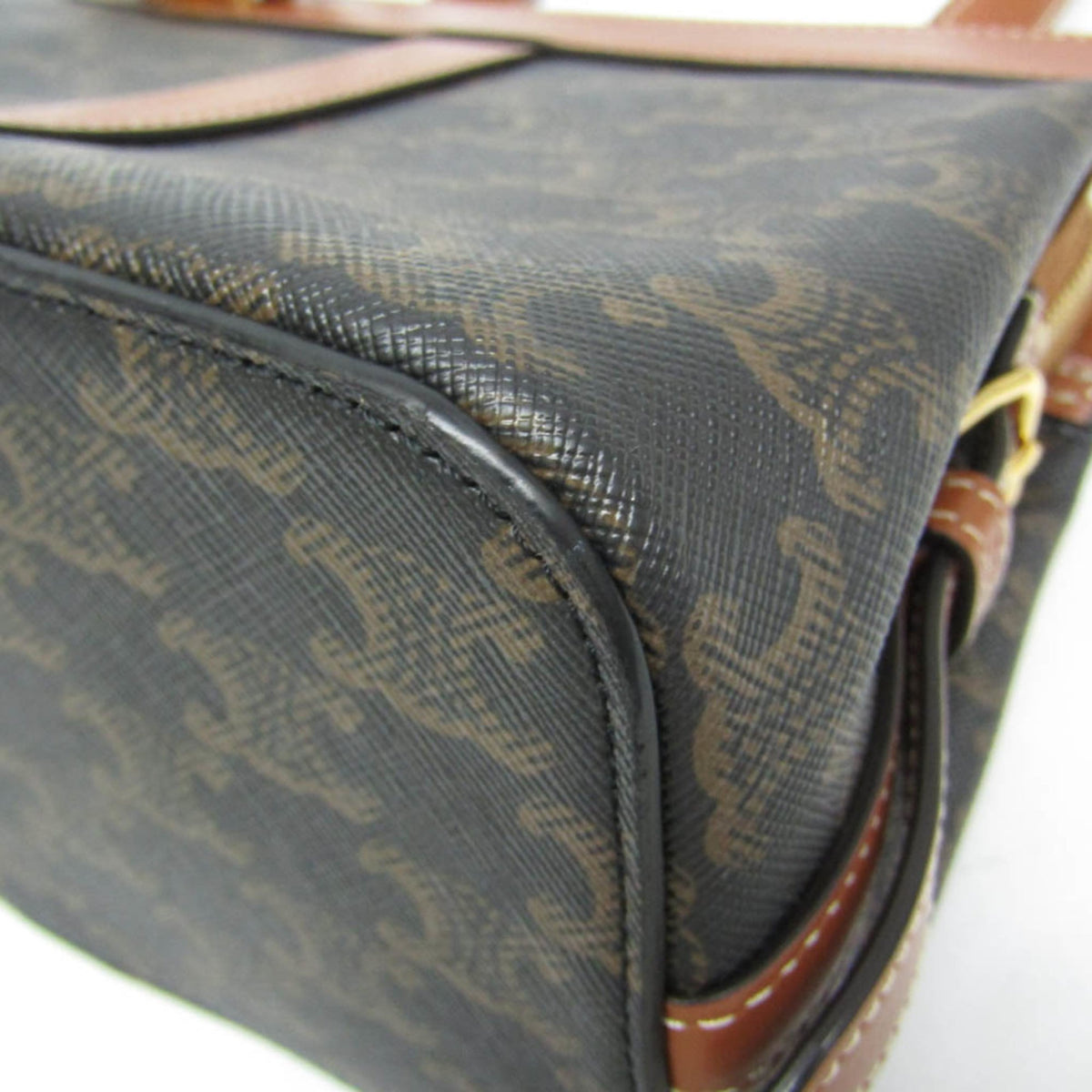 Celine Teen Cabas De France Triomphe Coated Canvas Brown Canvas Handbag (Pre-Owned)