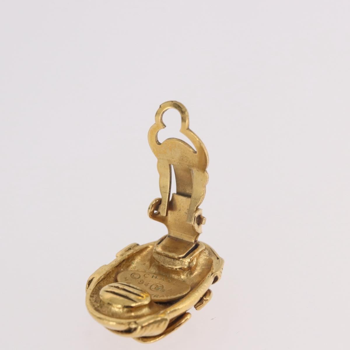 Chanel Cc Clip On Metal Gold Metal Earrings Jewelry (Pre-Owned)