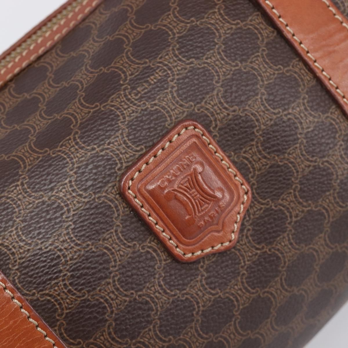 Celine Vintage Macadam Canvas And Leather Brown Pvc Handbag (Pre-Owned)
