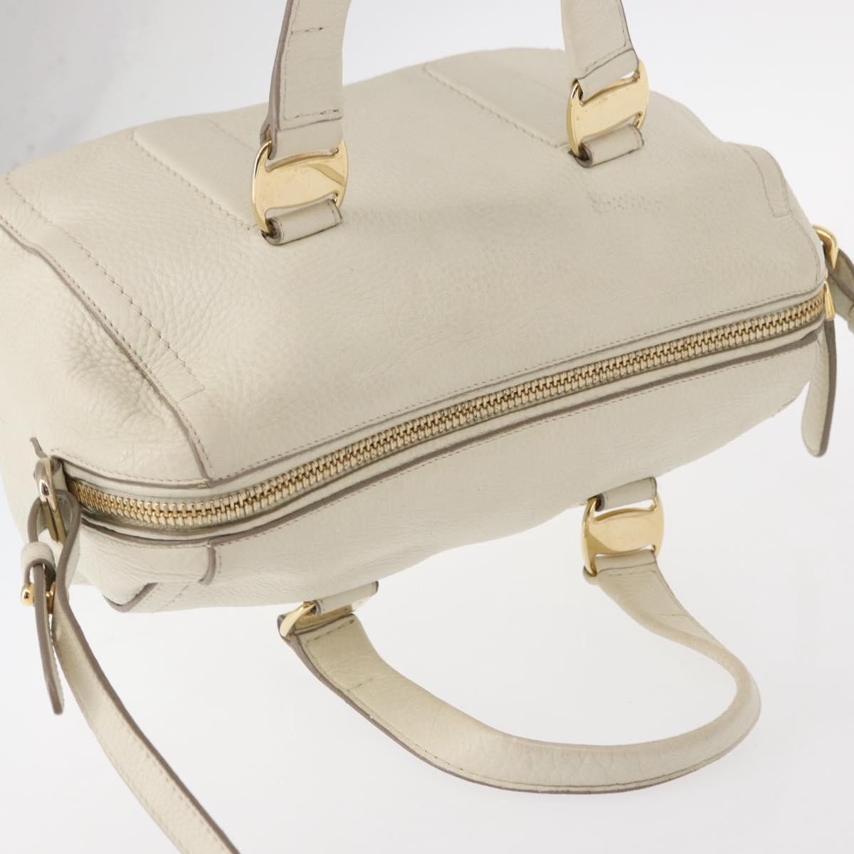 Salvatore Ferragamo Vala Leather White Leather Handbag (Pre-Owned)