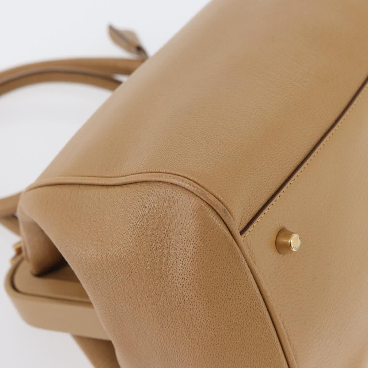 Prada Madras Cerniera Doctor Leather Beige Leather Handbag (Pre-Owned)