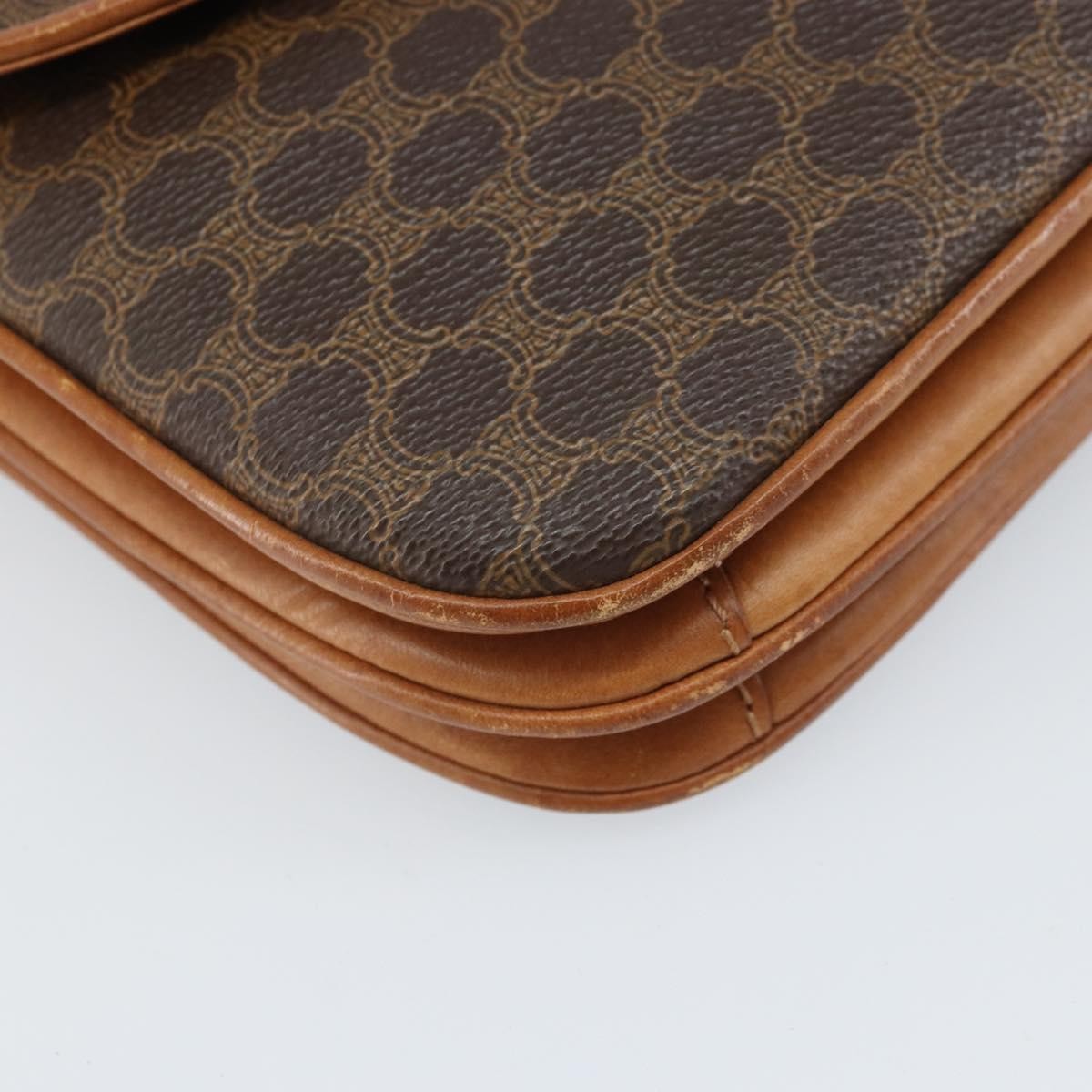 Celine Vintage Macadam Canvas And Leather Brown Canvas Shoulder Bag Bag (Pre-Owned)
