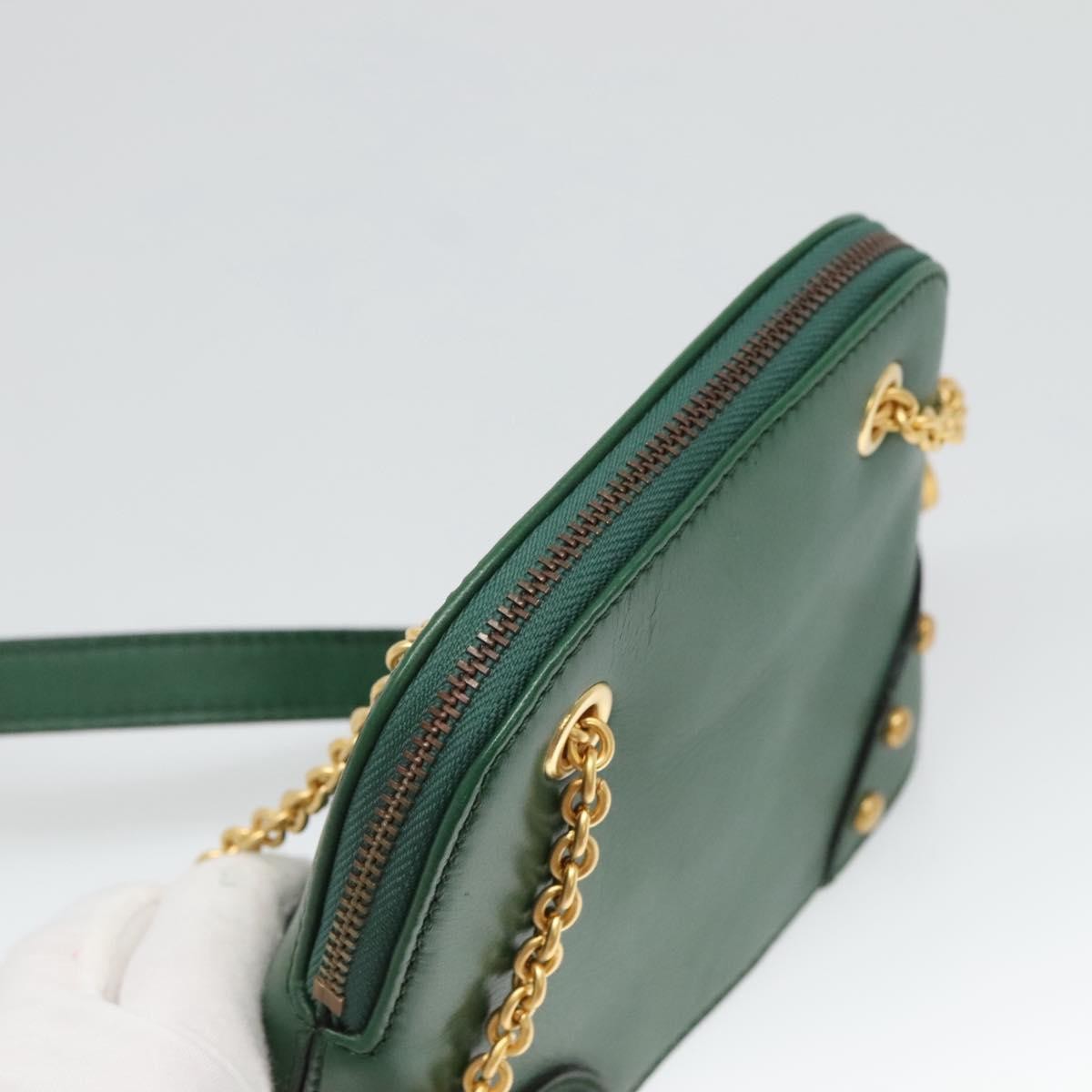 Celine Chain Vertical Quilted Lambskin Green Leather Shoulder Bag Bag (Pre-Owned)