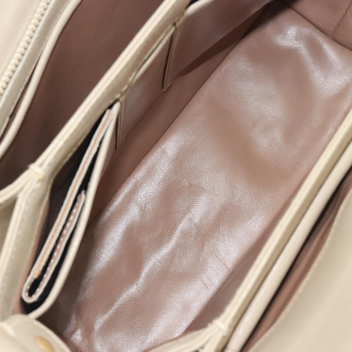 Gucci Vintage Convertible Box Leather Beige Leather Handbag (Pre-Owned)