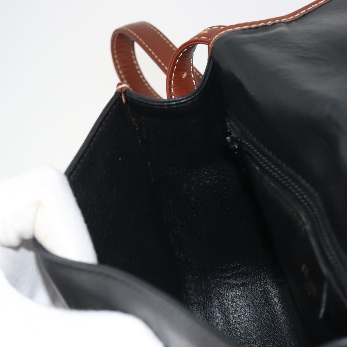 Celine Vintage Flap Leather Black Leather Shoulder Bag Bag (Pre-Owned)