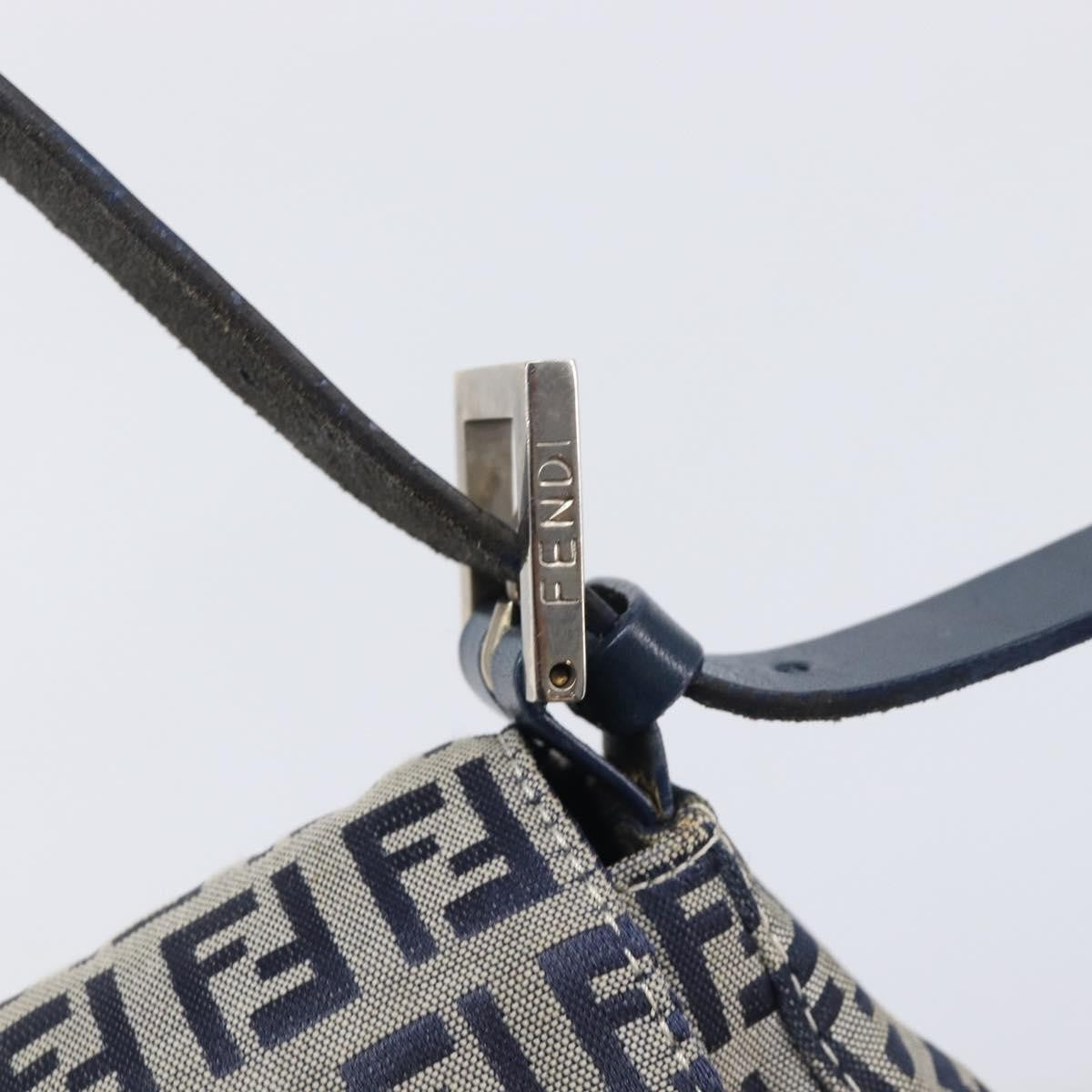 Fendi Zucchino Mamma Baguette Canvas Navy Canvas Shoulder Bag Bag (Pre-Owned)