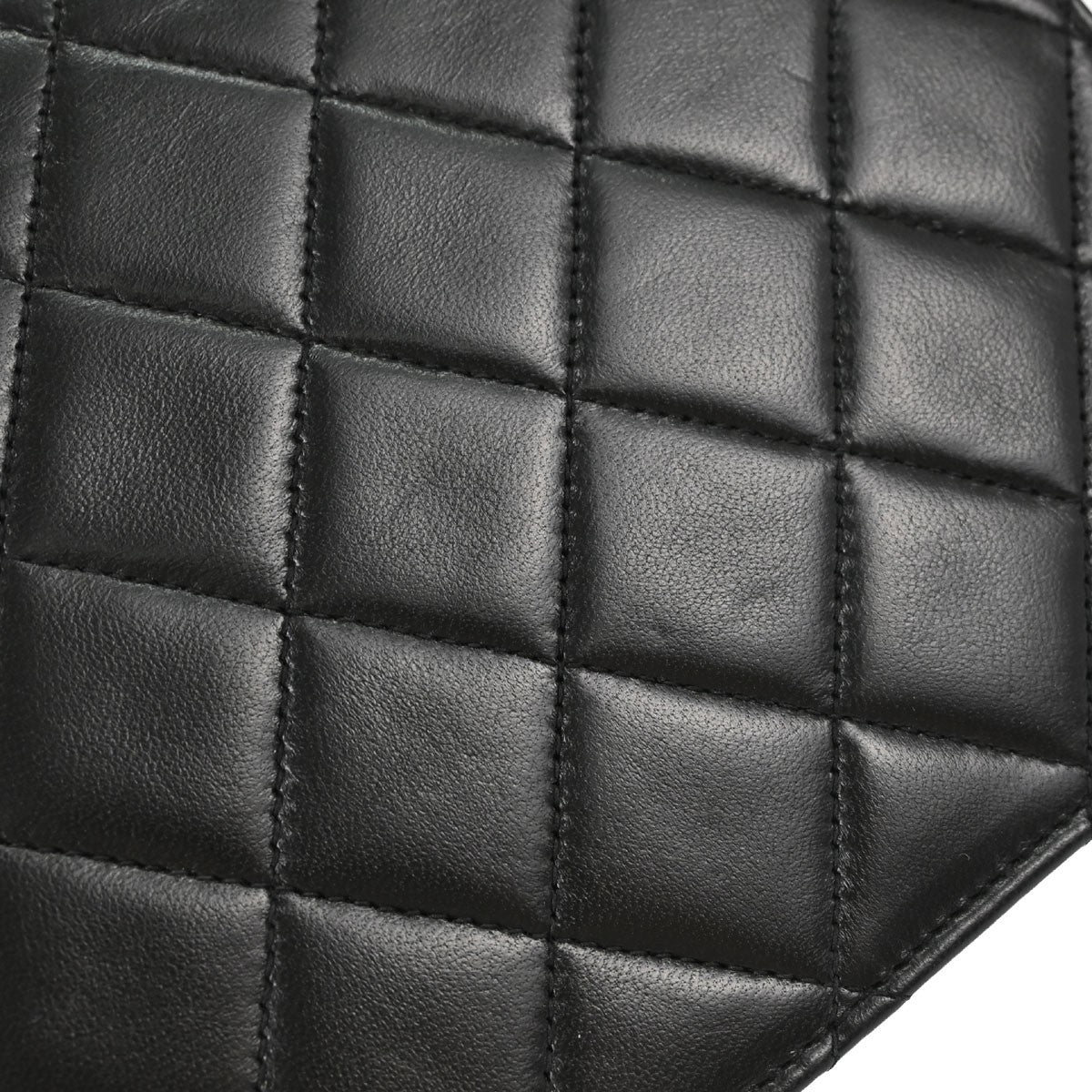 Chanel Vintage Full Flap Quilted Lambskin Black Leather Shoulder Bag Bag (Pre-Owned)