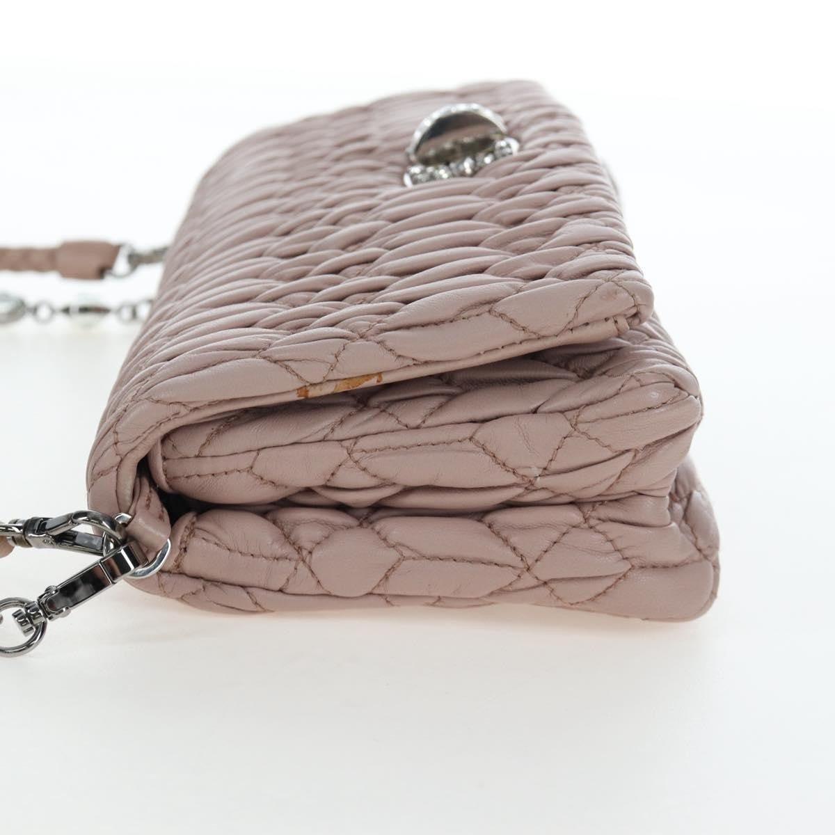 Miu Miu Crystal Clutch Matelasse Leather Pink Leather Clutche & Pouche Bag (Pre-Owned)