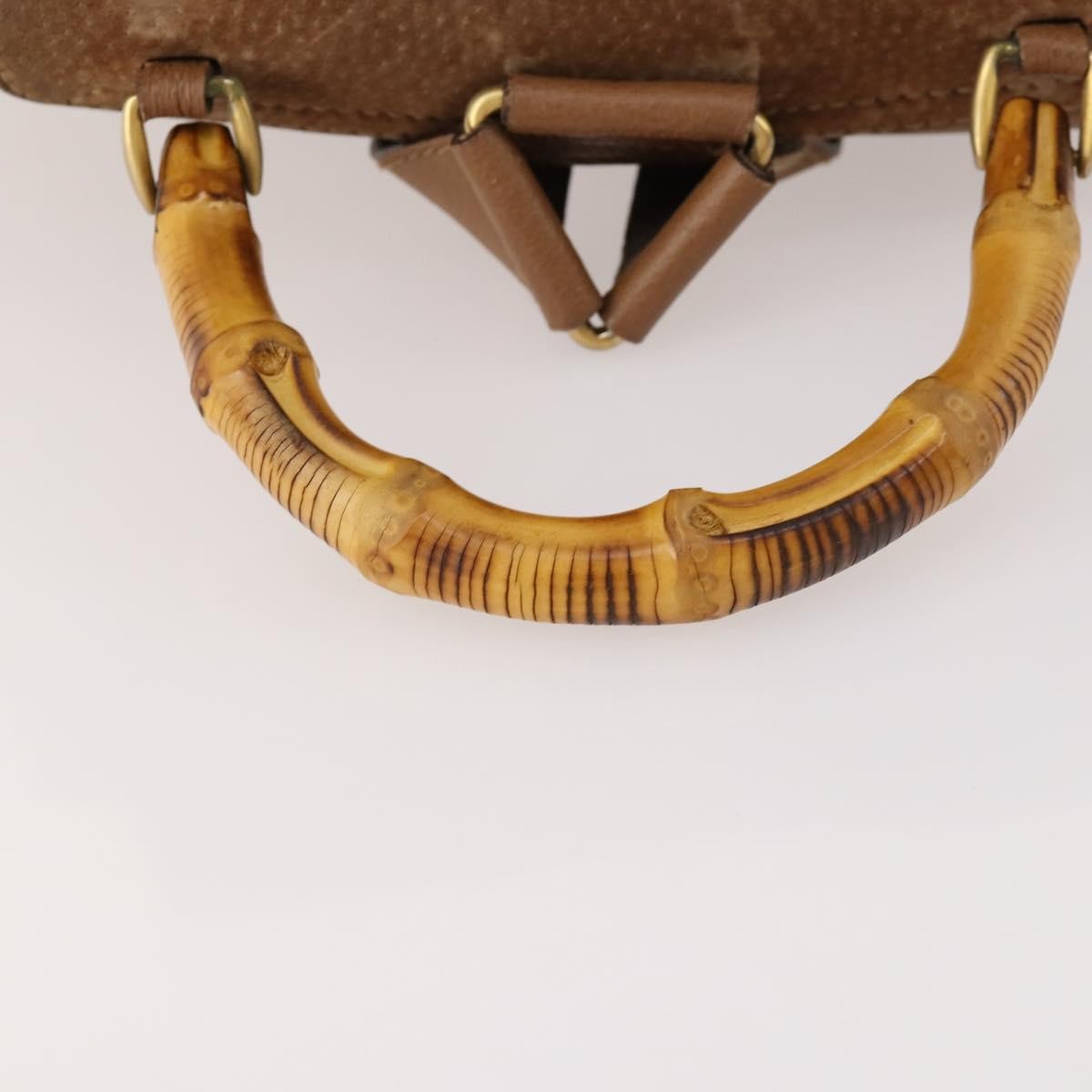 Gucci Vintage Bamboo Suede And Leather Brown Suede Backpack Bag (Pre-Owned)