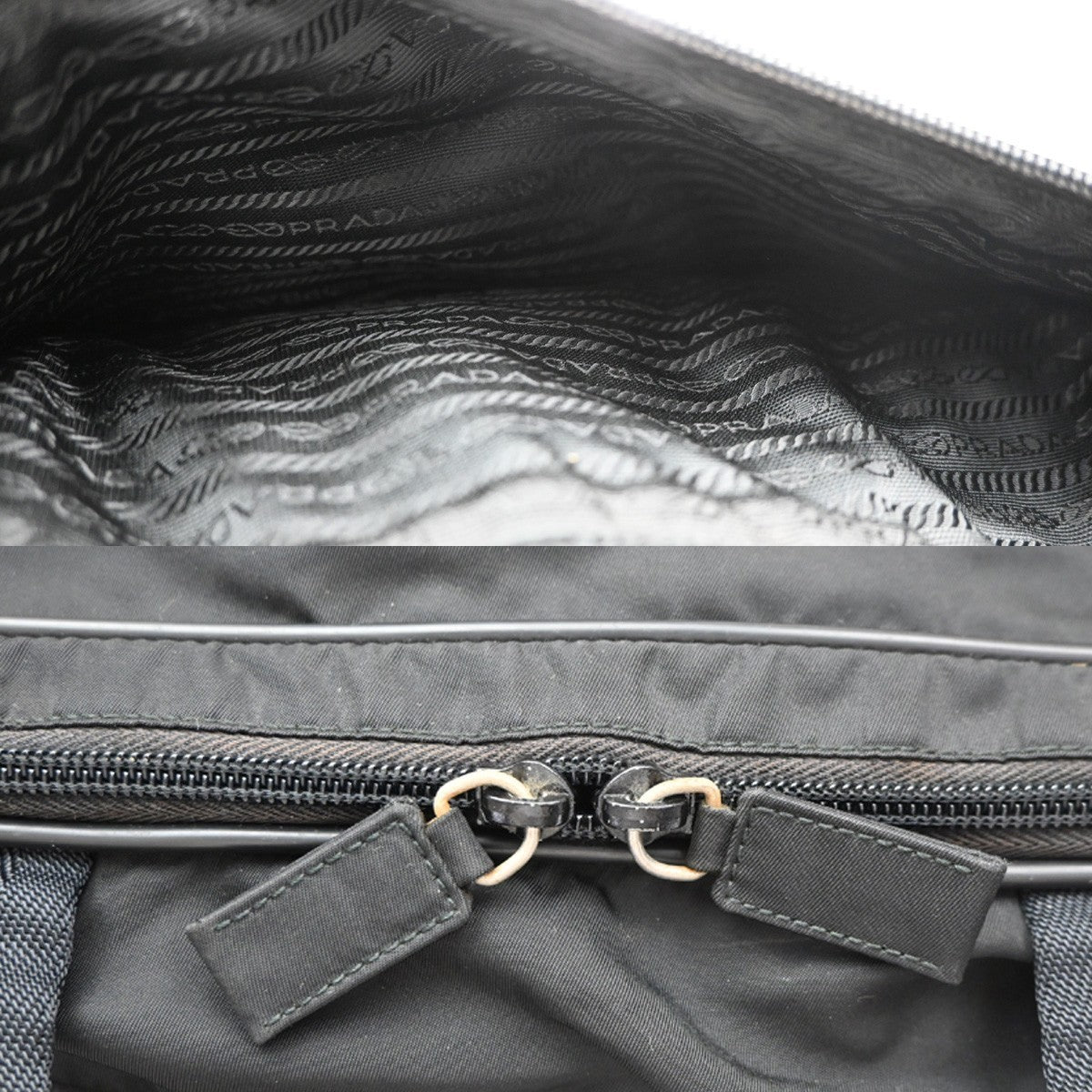 Prada Expandable Front Zip Boston Tessuto Black Nylon Handbag (Pre-Owned)
