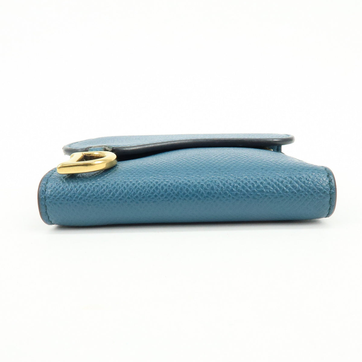 Christian Dior Saddle Flap Leather Blue Leather Wallets Accessory (Pre-Owned)