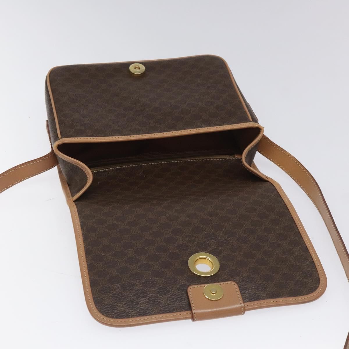 Celine Vintage Macadam Canvas And Leather Brown Canvas Shoulder Bag Bag (Pre-Owned)