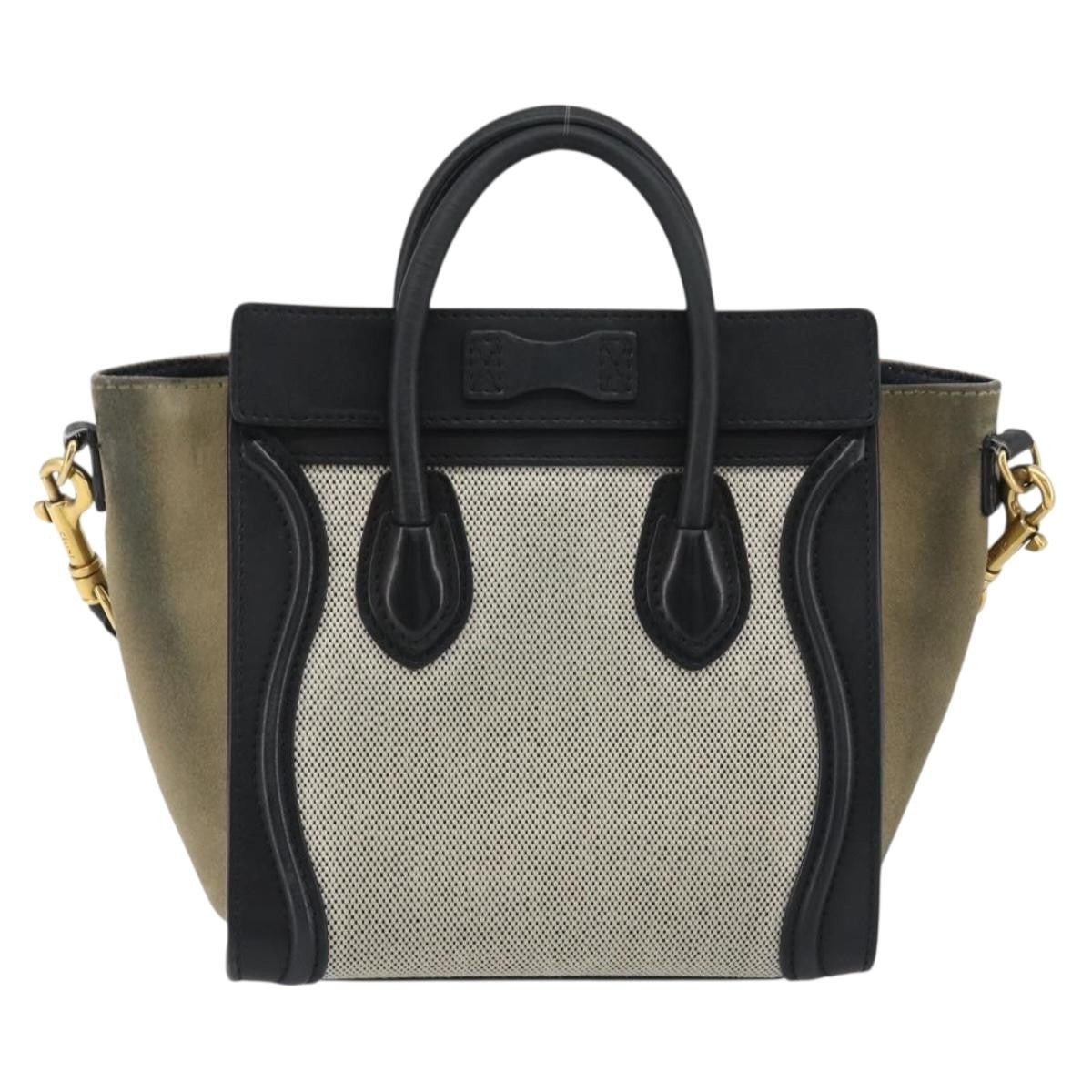 Celine Luggage Canvas And Leather Gray Canvas Tote Bag Bag (Pre-Owned)