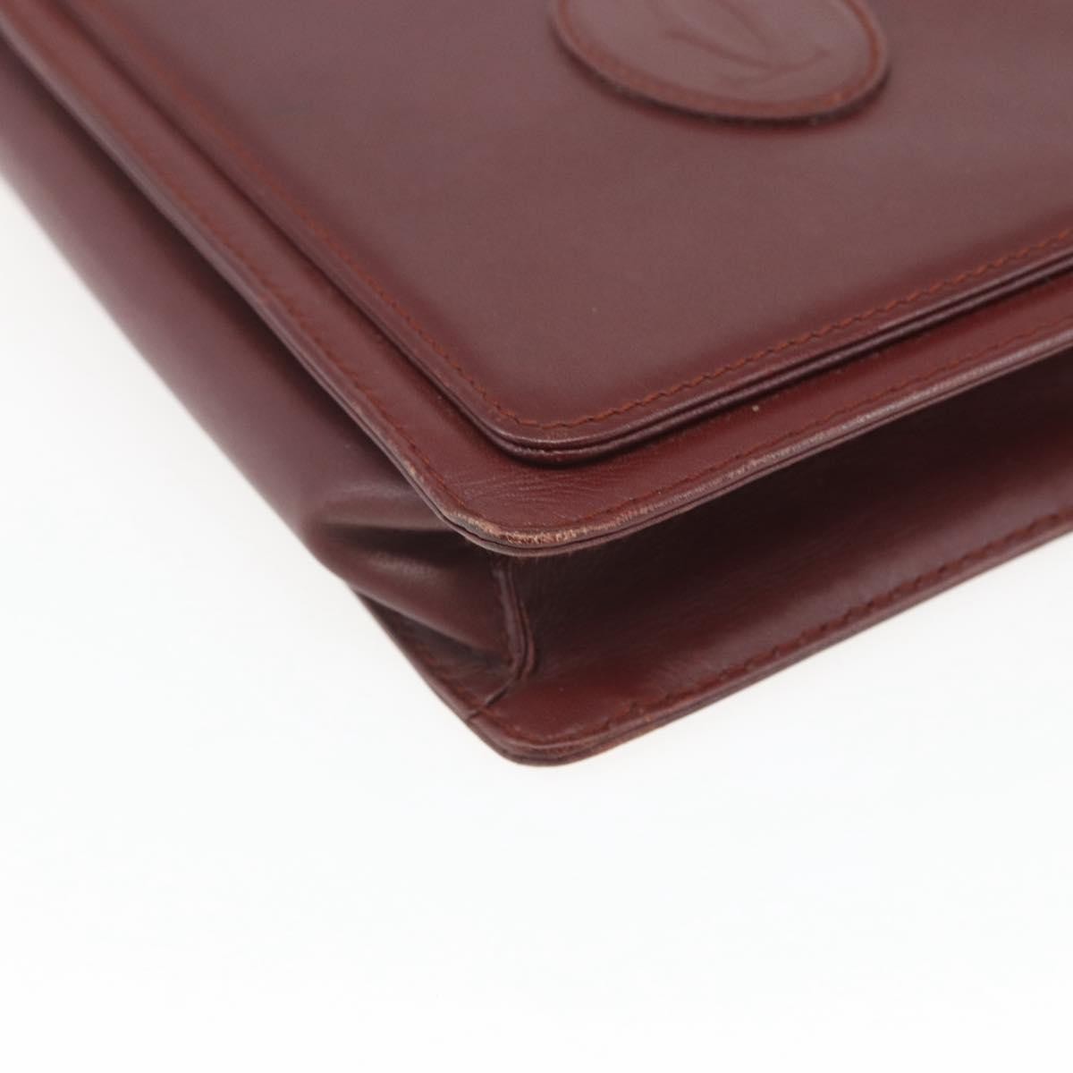 Cartier Must De Cartier Clutch Leather Burgundy Leather Clutche & Pouche Bag (Pre-Owned)