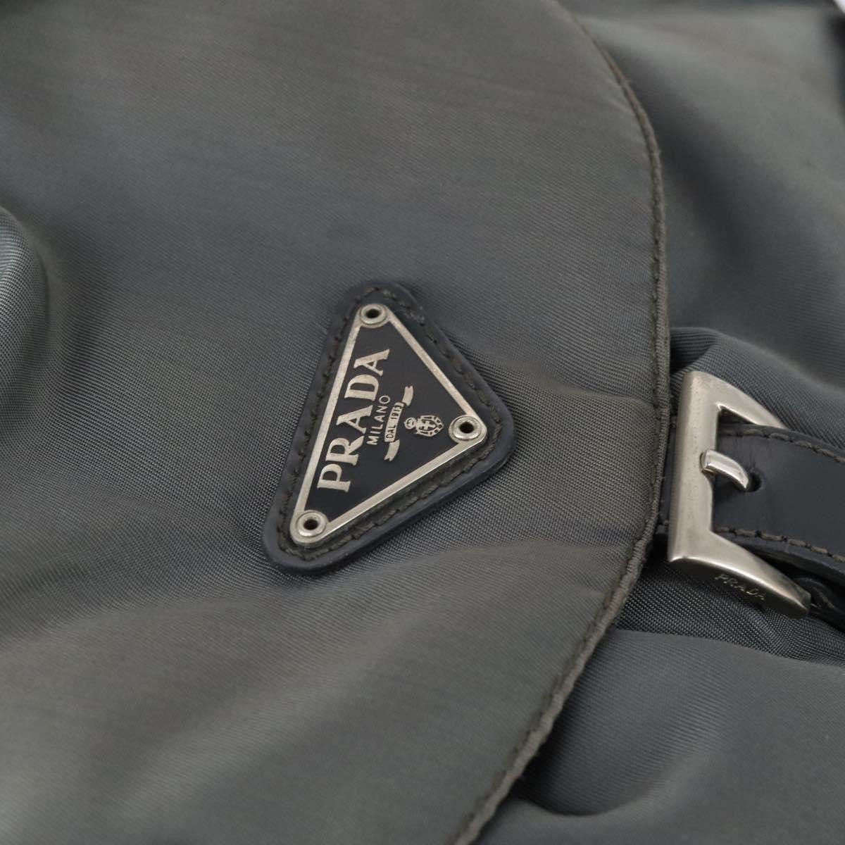 Prada Double Front Pocket Tessuto Gray Nylon Backpack Bag (Pre-Owned)
