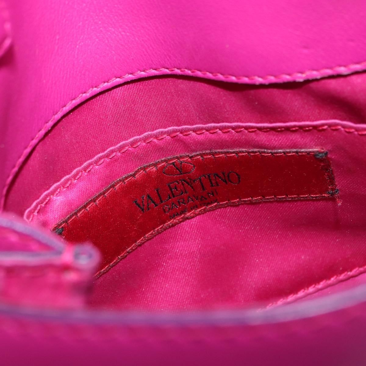 Valentino Garavani Rockstud Saddle Leather Pink Leather Clutche & Pouche Bag (Pre-Owned)