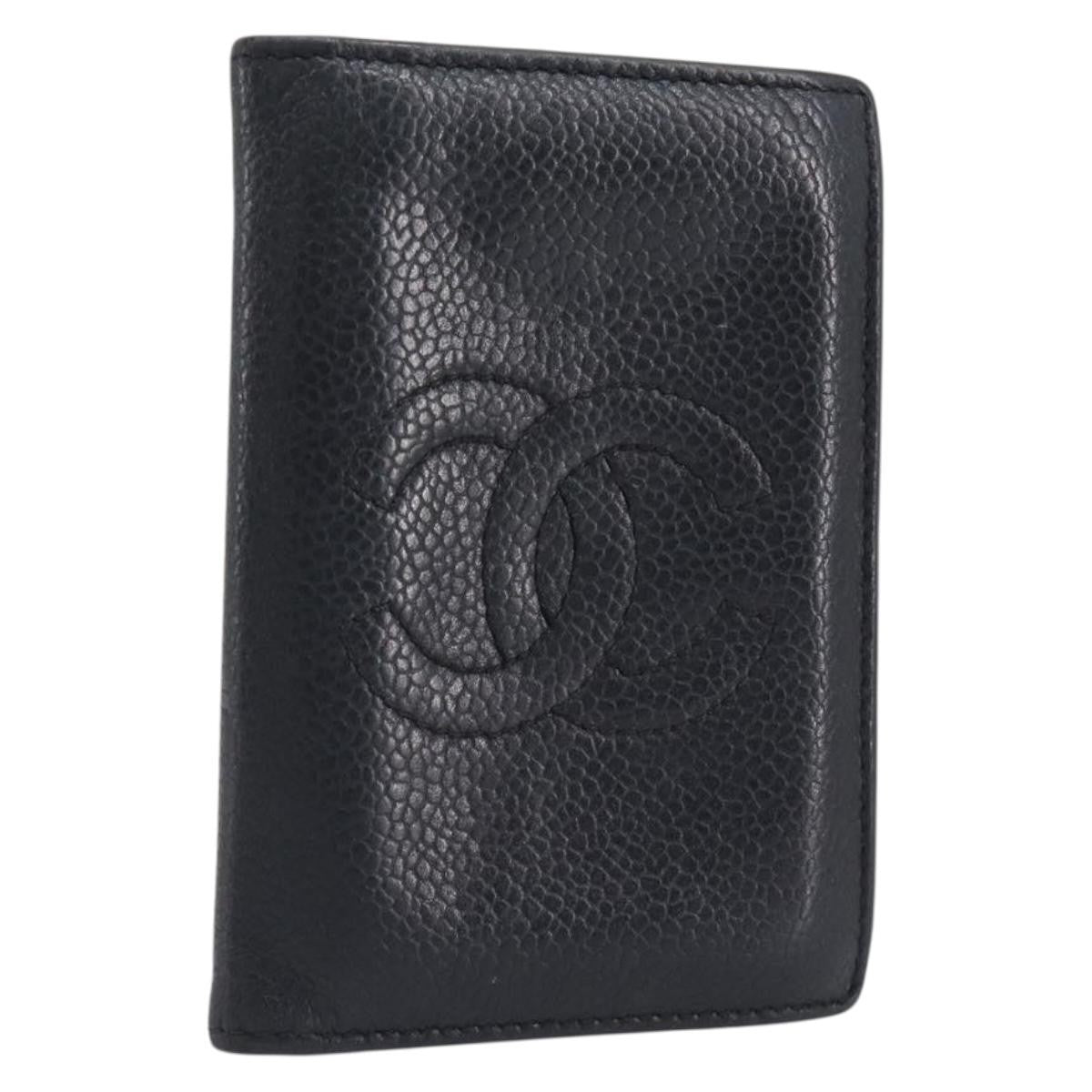 Chanel Timeless Bifold Card Case Caviar Black Leather Card Holders Accessory (Pre-Owned)