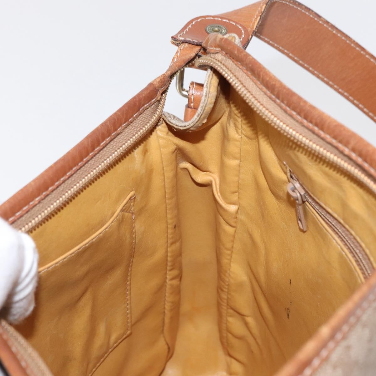 Celine Vintage Macadam Canvas And Leather Beige Canvas Shoulder Bag Bag (Pre-Owned)