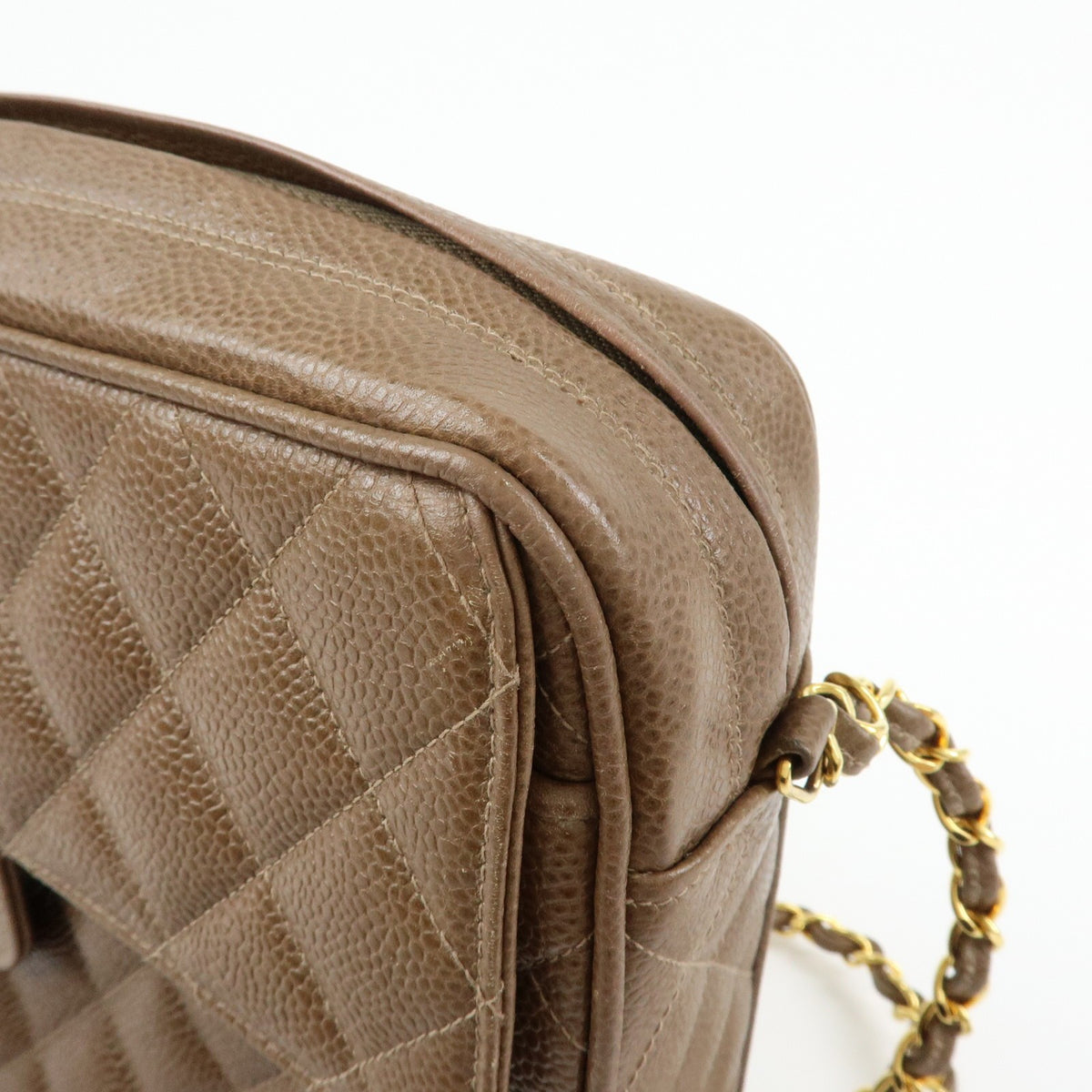 Chanel Vintage Front Pocket Camera Quilted Caviar Brown Leather Handbag (Pre-Owned)