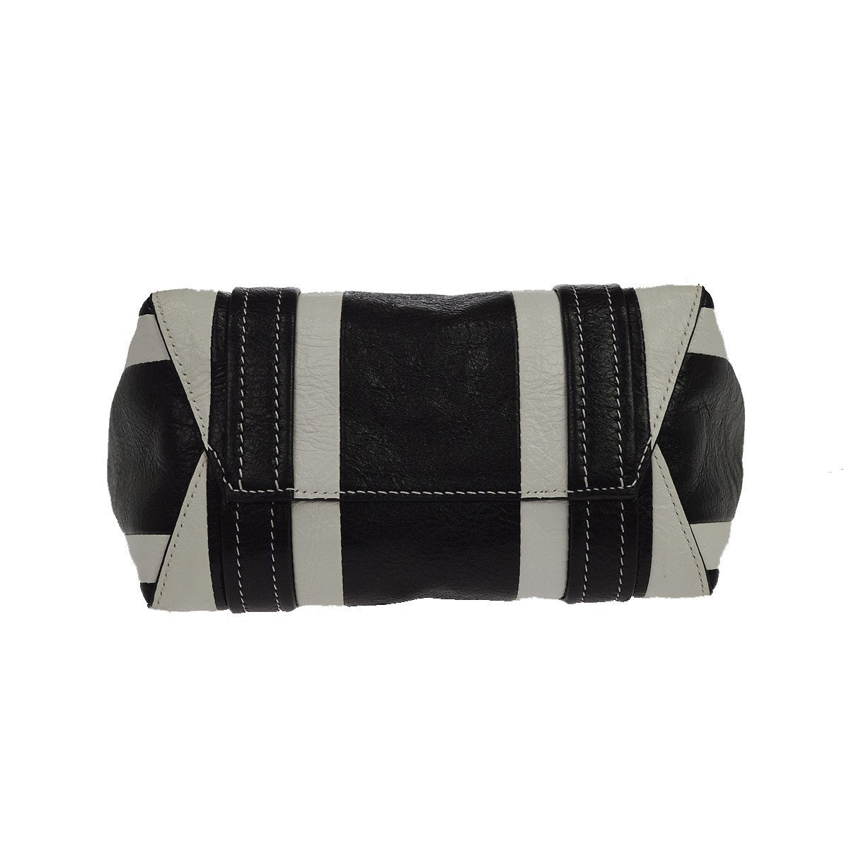 Balenciaga Barbes East West Shopper Tote Striped Leather Black Leather Tote Bag Bag (Pre-Owned)