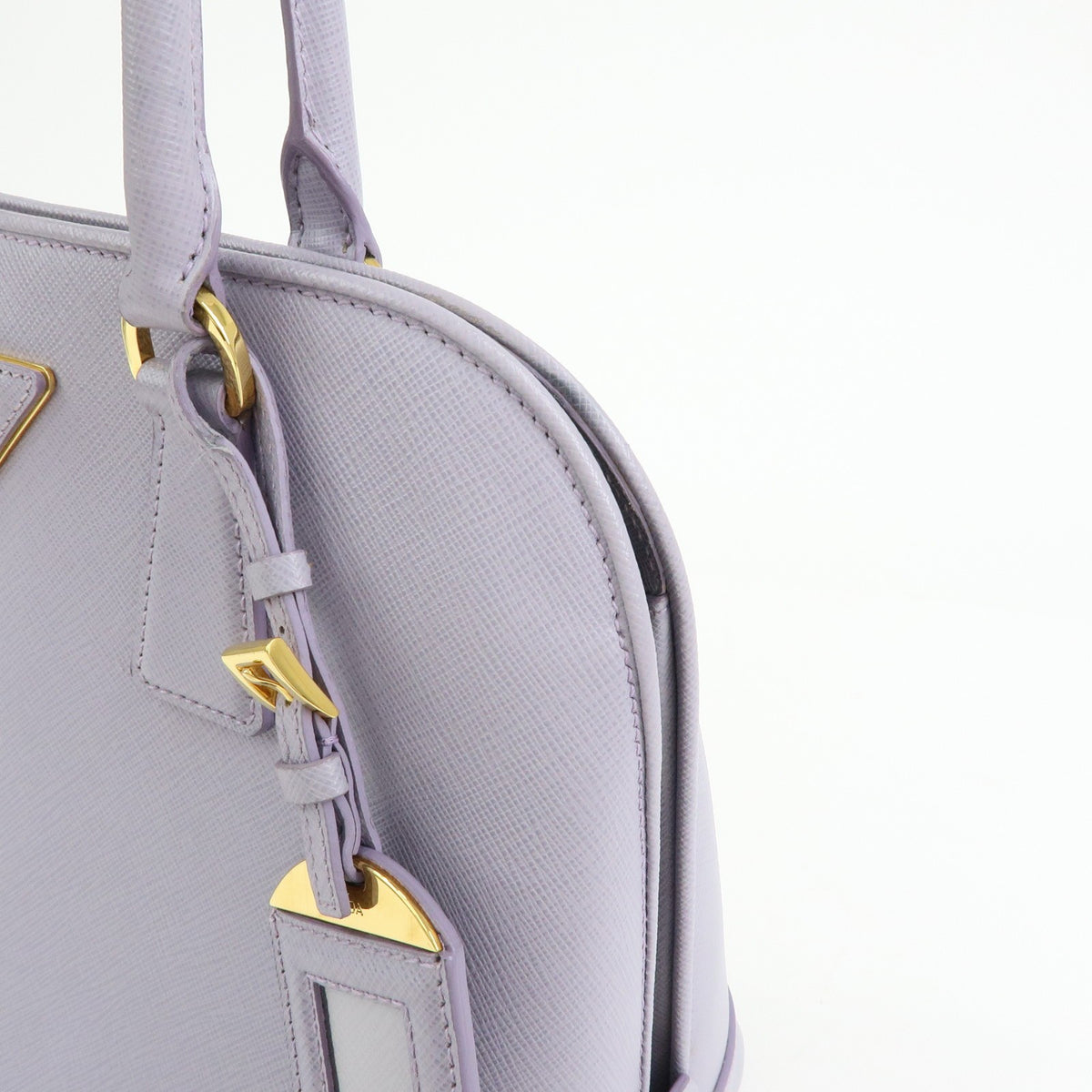 Prada Open Promenade Saffiano Leather Purple Leather Handbag (Pre-Owned)