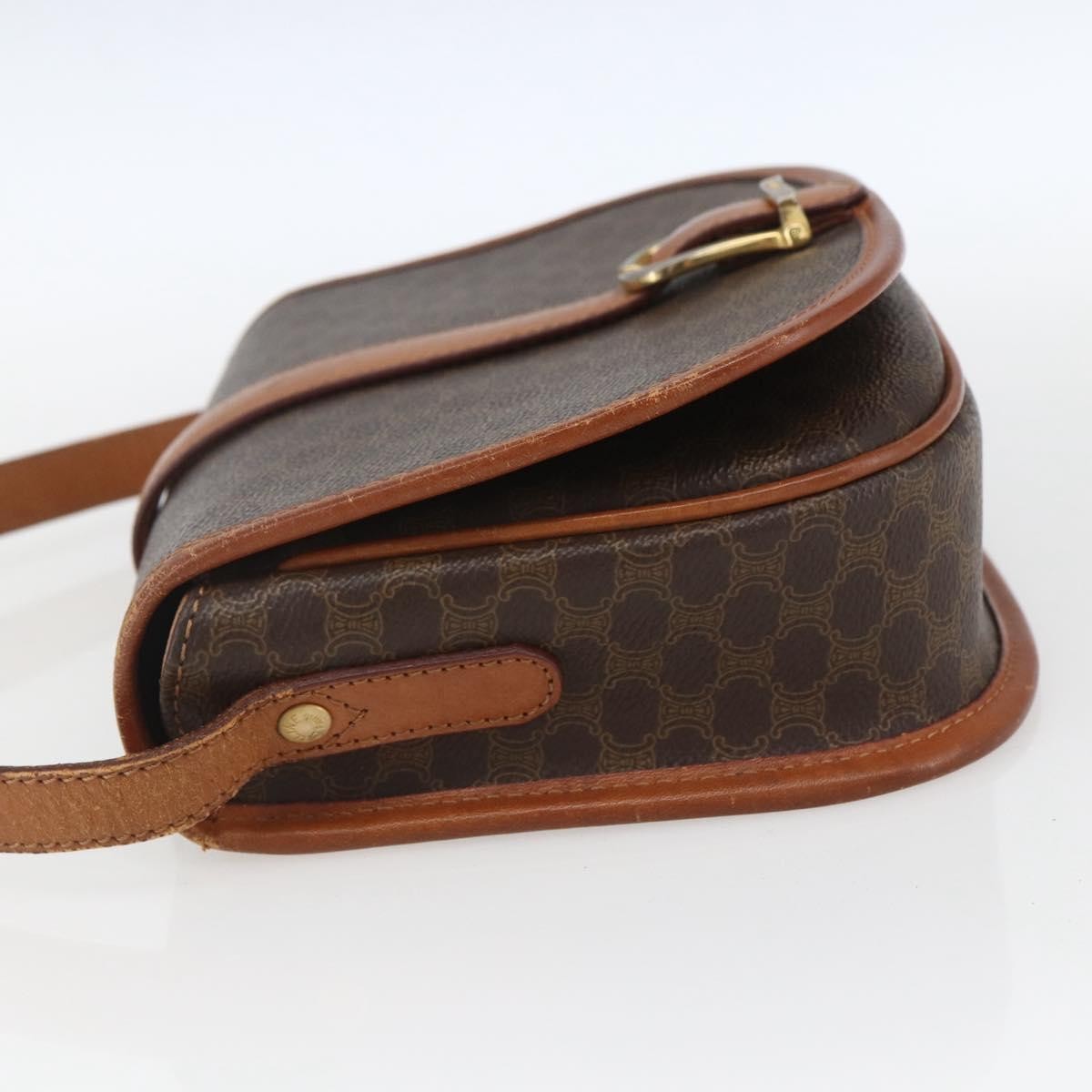 Celine Vintage Macadam Canvas And Leather Brown Canvas Shoulder Bag Bag (Pre-Owned)